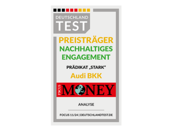 Audi BKK erhält Auszeichnung von Focus Money für nachhaltiges Engagement 2024