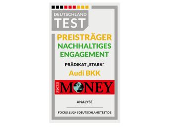 Audi BKK erhält Auszeichnung von Focus Money für nachhaltiges Engagement 2024