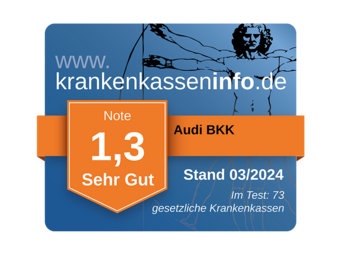 Audi BKK erhält Auszeichnung von Krankenkasseninfo mit der Note "Sehr Gut"