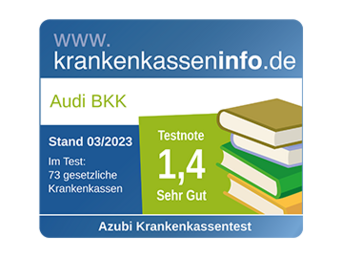 Auszeichnung der Audi BKK von "krankenkasseninfo.de" für Auszubildende.