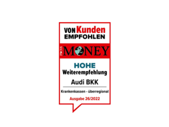 Siegel Focus Money: Gütesiegel „Von Kunden empfohlen – Hohe Weiterempfehlung“.