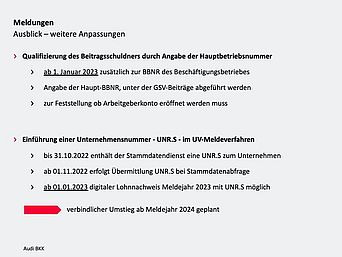 Informationen zu zukünftigen Änderungen im Meldeverfahren