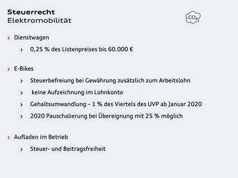 Steuerrechtliches zum Thema Elektromobilität