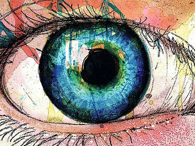 Zeichnung eines Auge in der Nahaufnahme