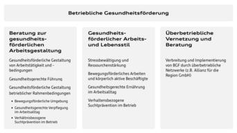 Eine Grafik zur Erläuterung der betrieblichen Gesundheitsförderung