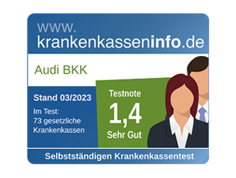 Auszeichnung der Audi BKK von "krankenkasseninfo.de" für Selbstständige.
