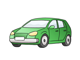 Ein grünes Auto im Comic-Stil